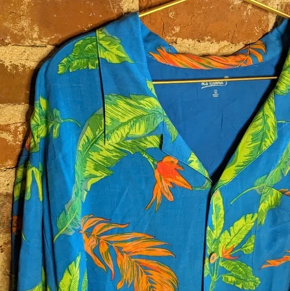 KS Island 3XL Hawaiian Mens Floral‎ Short Sleeve Button Down Multicolor Shirt - Picture 2 of 6